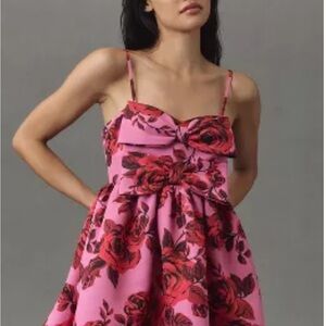 Pink Floral Dress with Bow Detail